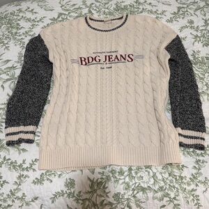 BDG Cream and Black Cable Knit Sweater